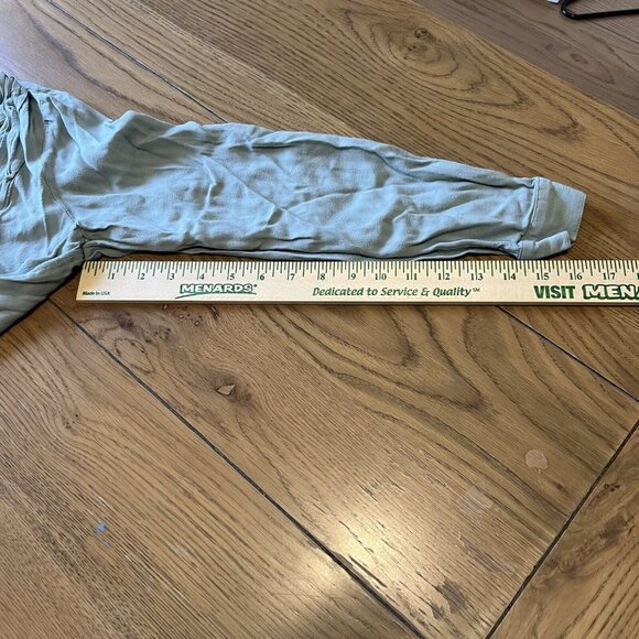 J Jill Pleated Tunic V Neck Split Hem Striped Sage Green Loose Fit Size Petite S - Picture 6 of 11